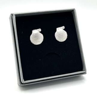 Silver Scallop Shell Earrings - Large