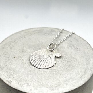 sterling silver scallop shell on a sterling silver chain