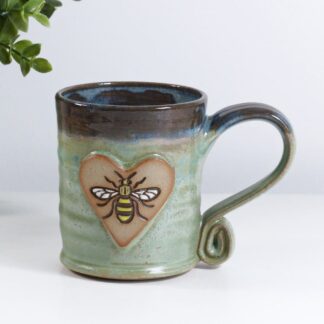 Handmade-Bee-Green-Ceramic-Mug-UK