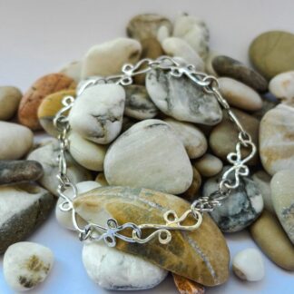 Sterling silver handmade S-hoop chain bracelet