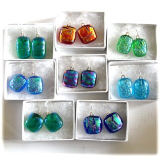 Earrings Glass Dichroic ooak sterling silver hooks handmade choice of colour