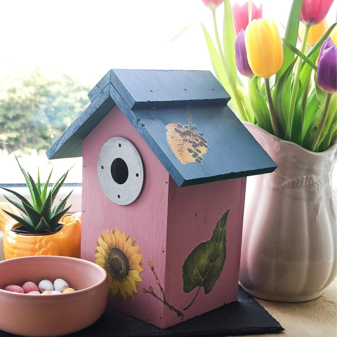 Pink and Blue Rustic Nesting Box