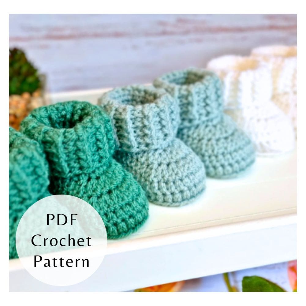 Ridged Cuff Baby Booties Crochet Pattern PDF - Newborn–6 Months - Image 4