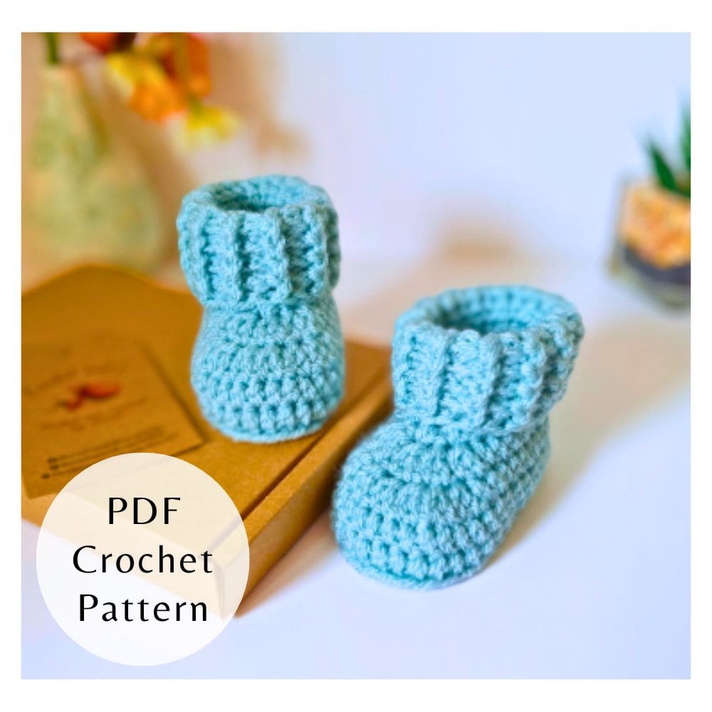Ridged Cuff Baby Booties Crochet Pattern PDF - Newborn–6 Months - Image 5