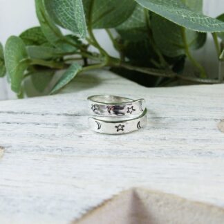 moon and stars silver ring