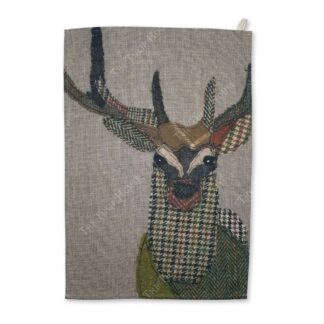 Stag printed tea towel