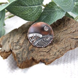 Valley View Copper and silver pin brooch
