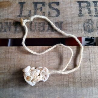 unusual sea shell pendant necklace on crocheted yarn chain