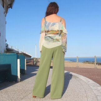 light green wide leg trousers for women