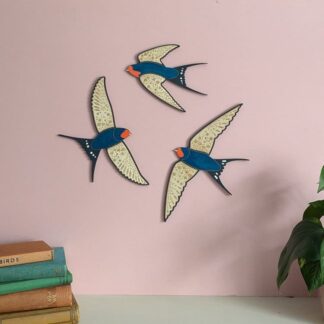 Barn swallow bird wooden wall decor hanging hand painted