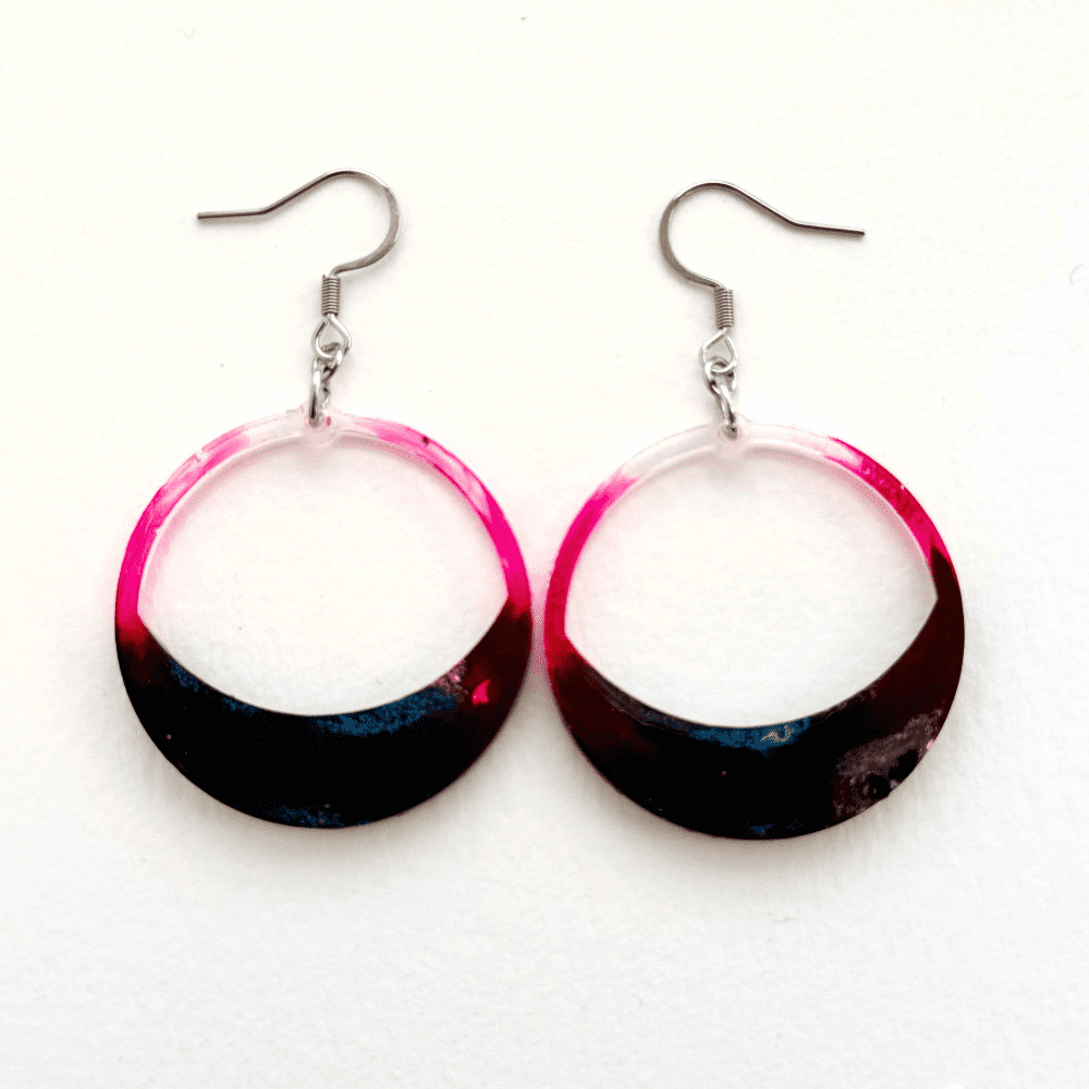 Pink Gothic Floral lace Statement Earrings - Image 3