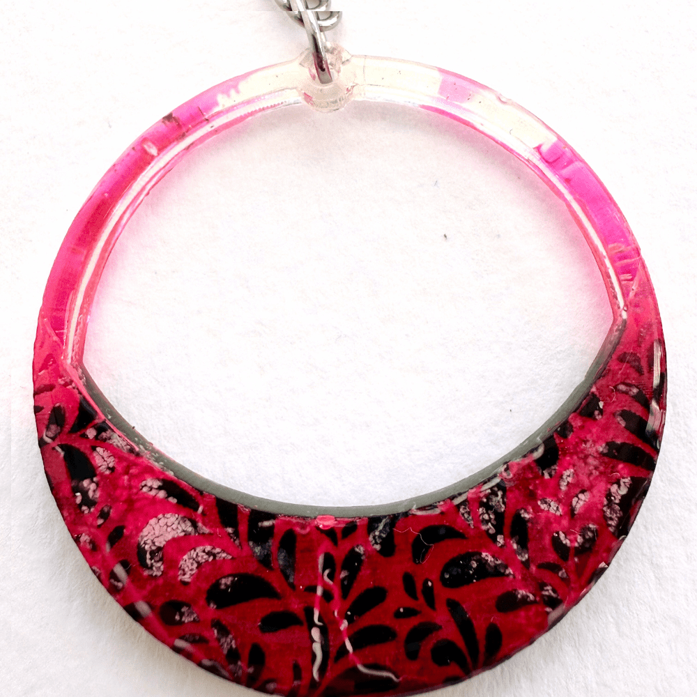 Pink Gothic Floral lace Statement Earrings - Image 5