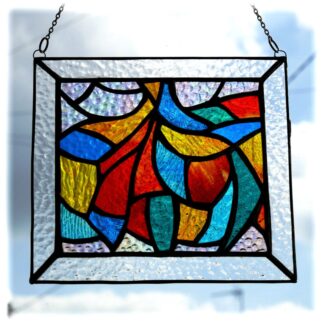 Harlequin Abstract Glass Art Stained Glass Suncatcher handmade unique