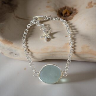 Sea Glass Silver Charm Bracelet