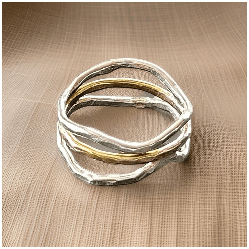 Silver And Gold Wave Ring - Image 4
