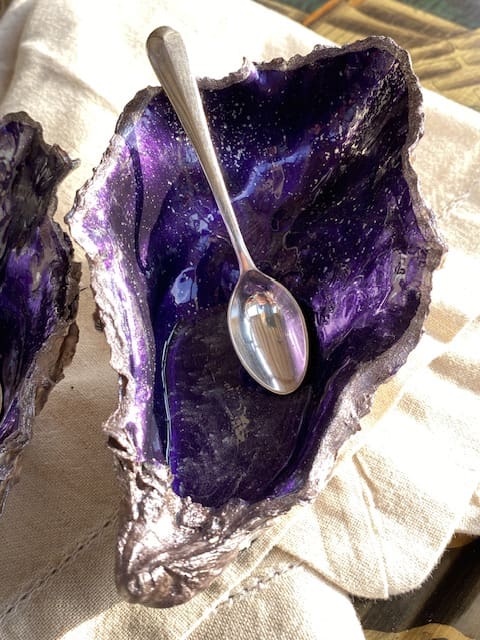 Salt and Pepper shells with spoons finished in stunning purple. - Image 3