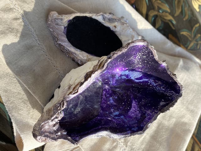 Salt and Pepper shells with spoons finished in stunning purple. - Image 5