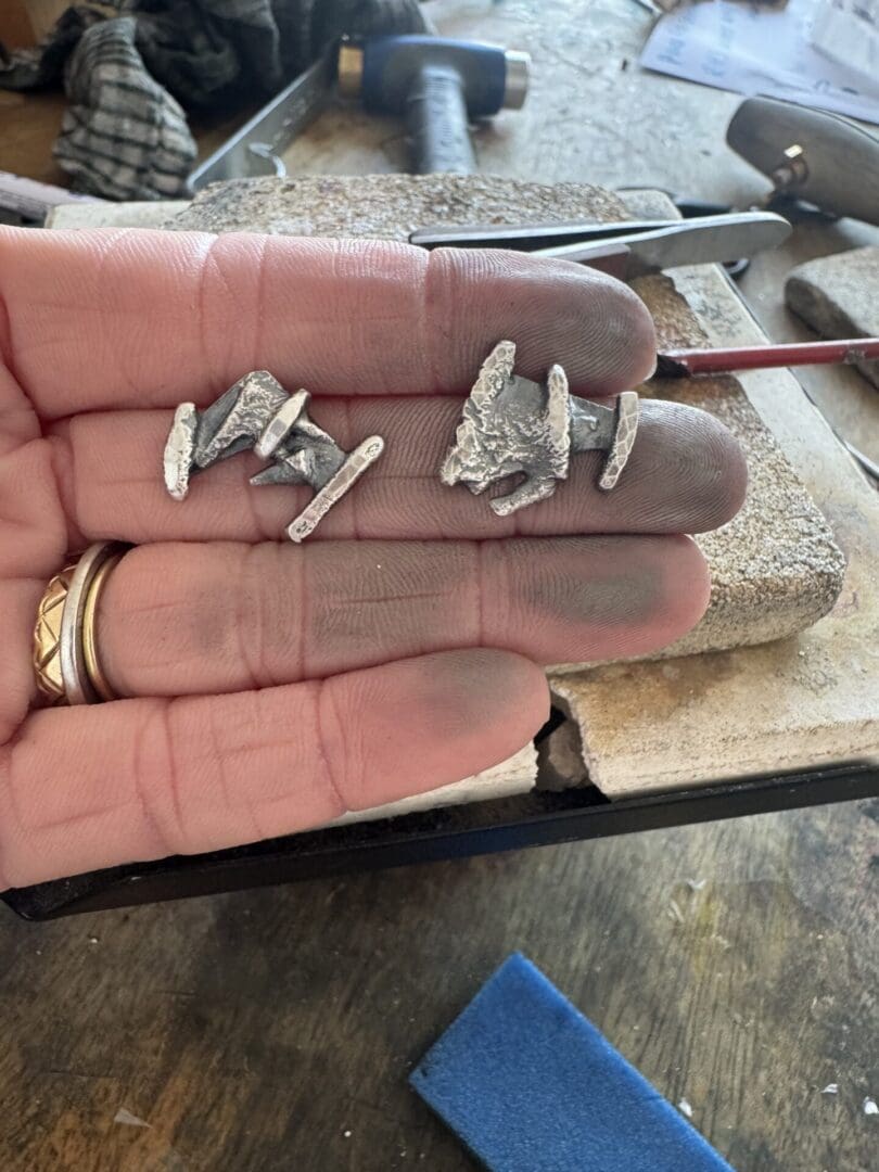 Sterling silver fused stud earrings, hand crafted with recycled sterling silver - Image 3