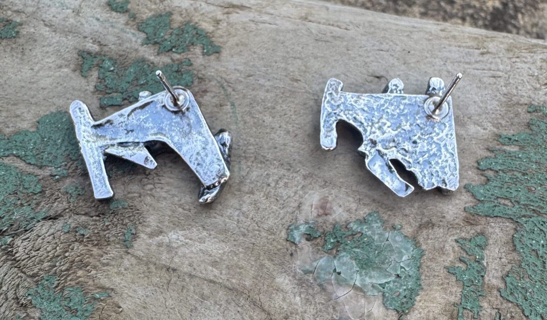 Sterling silver fused stud earrings, hand crafted with recycled sterling silver - Image 5