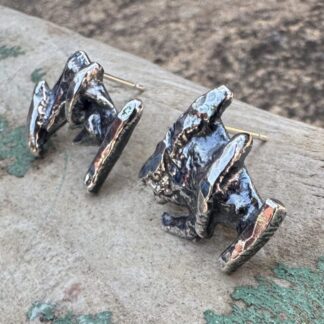 Sterling silver fused stud earrings, hand crafted with recycled sterling silver