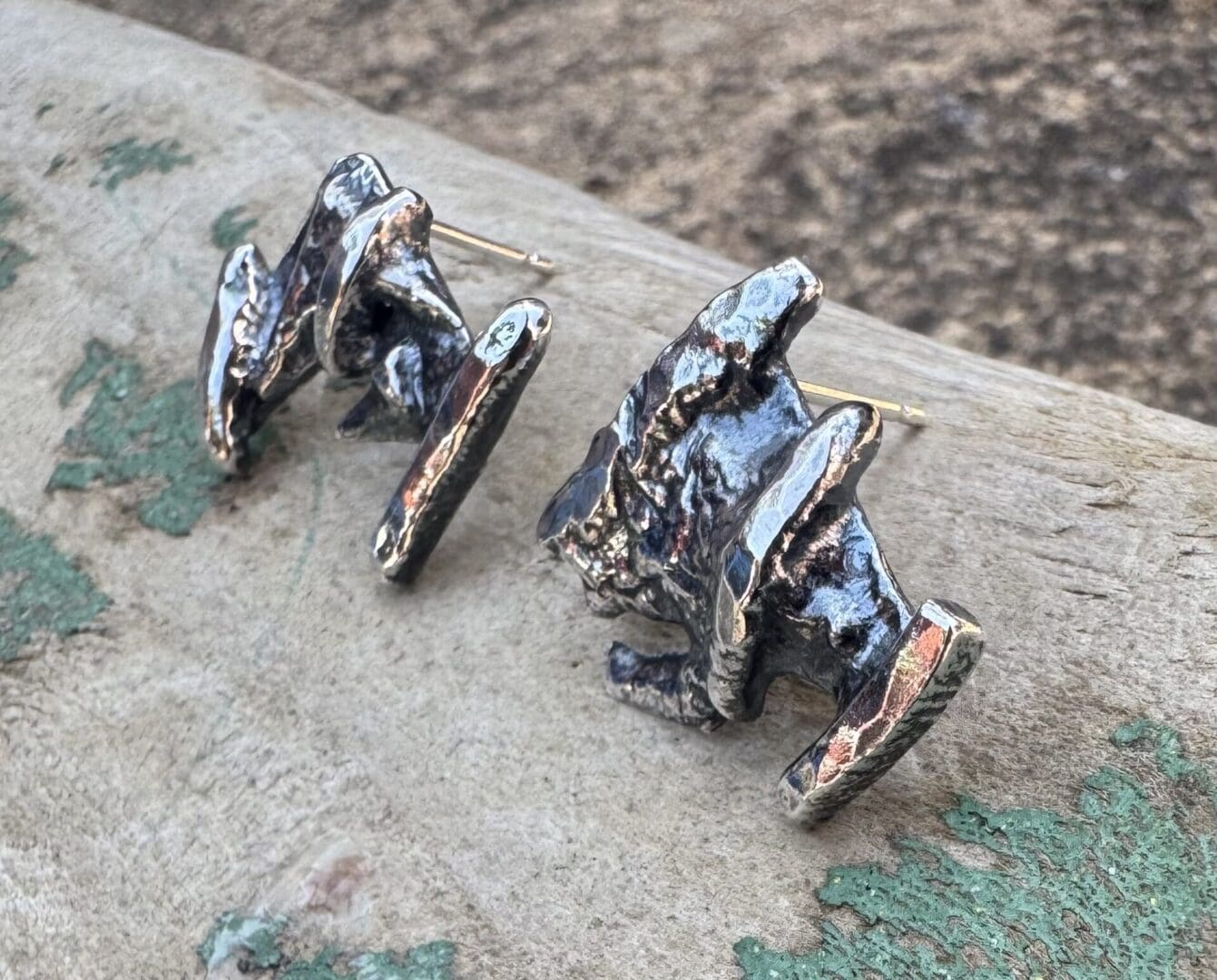 Sterling silver fused stud earrings, hand crafted with recycled sterling silver