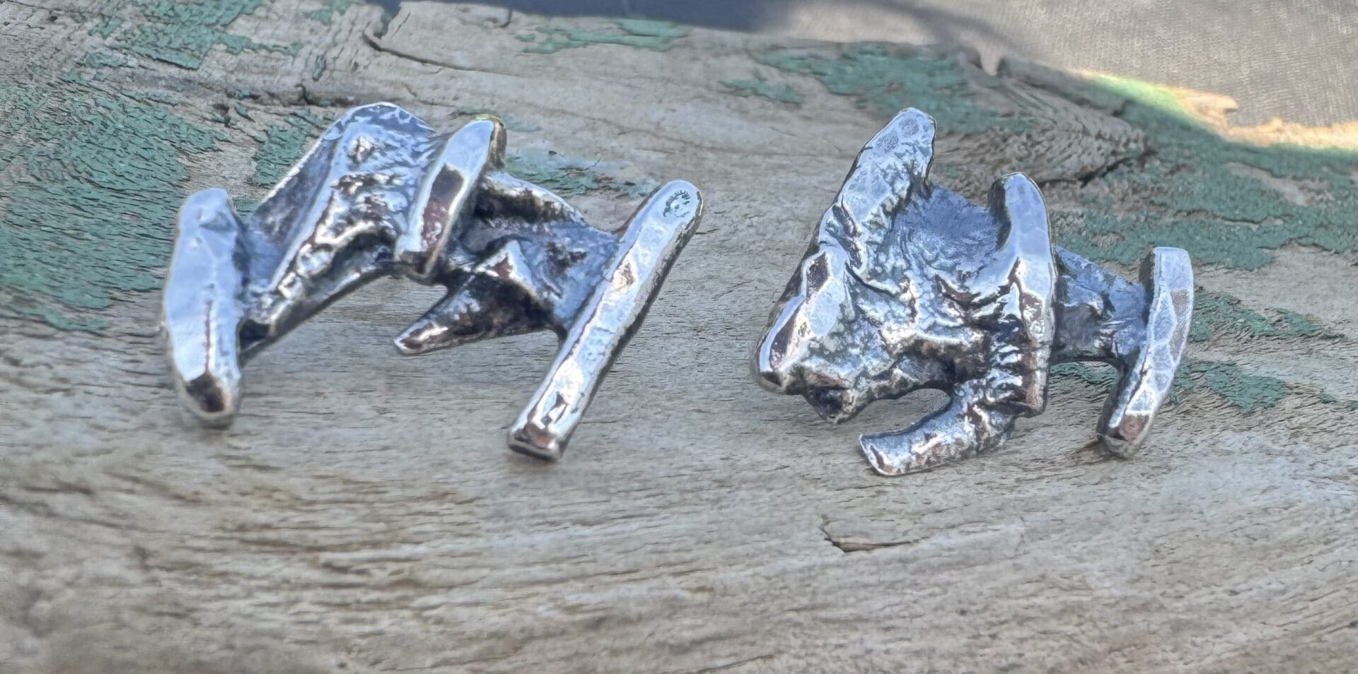 Sterling silver fused stud earrings, hand crafted with recycled sterling silver - Image 4