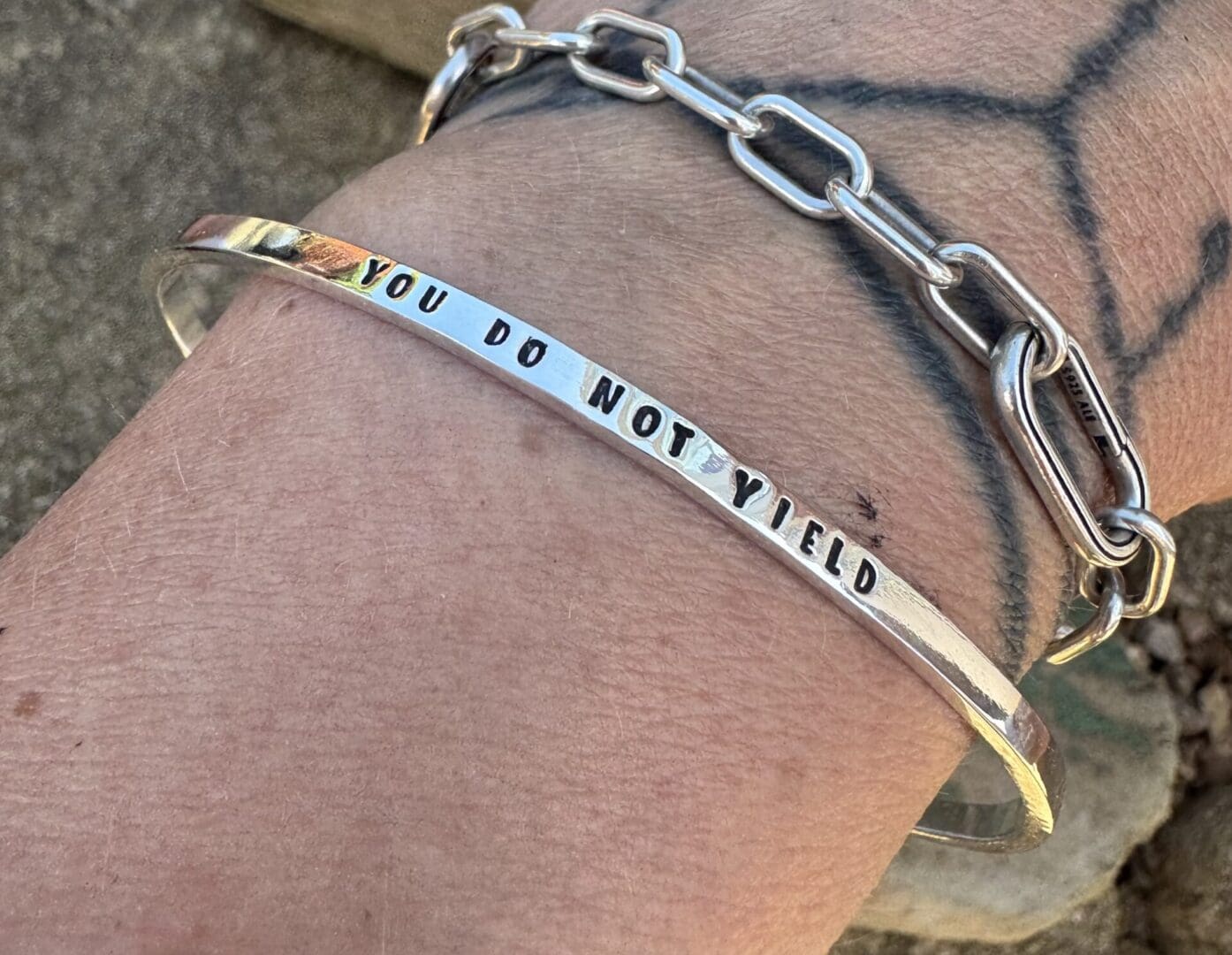 Recycled Sterling silver personalised bangle - Image 2