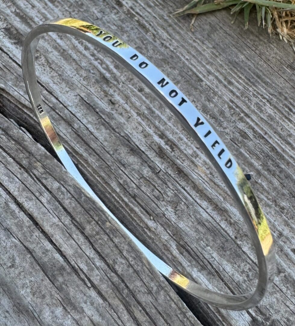 Recycled Sterling silver personalised bangle - Image 3