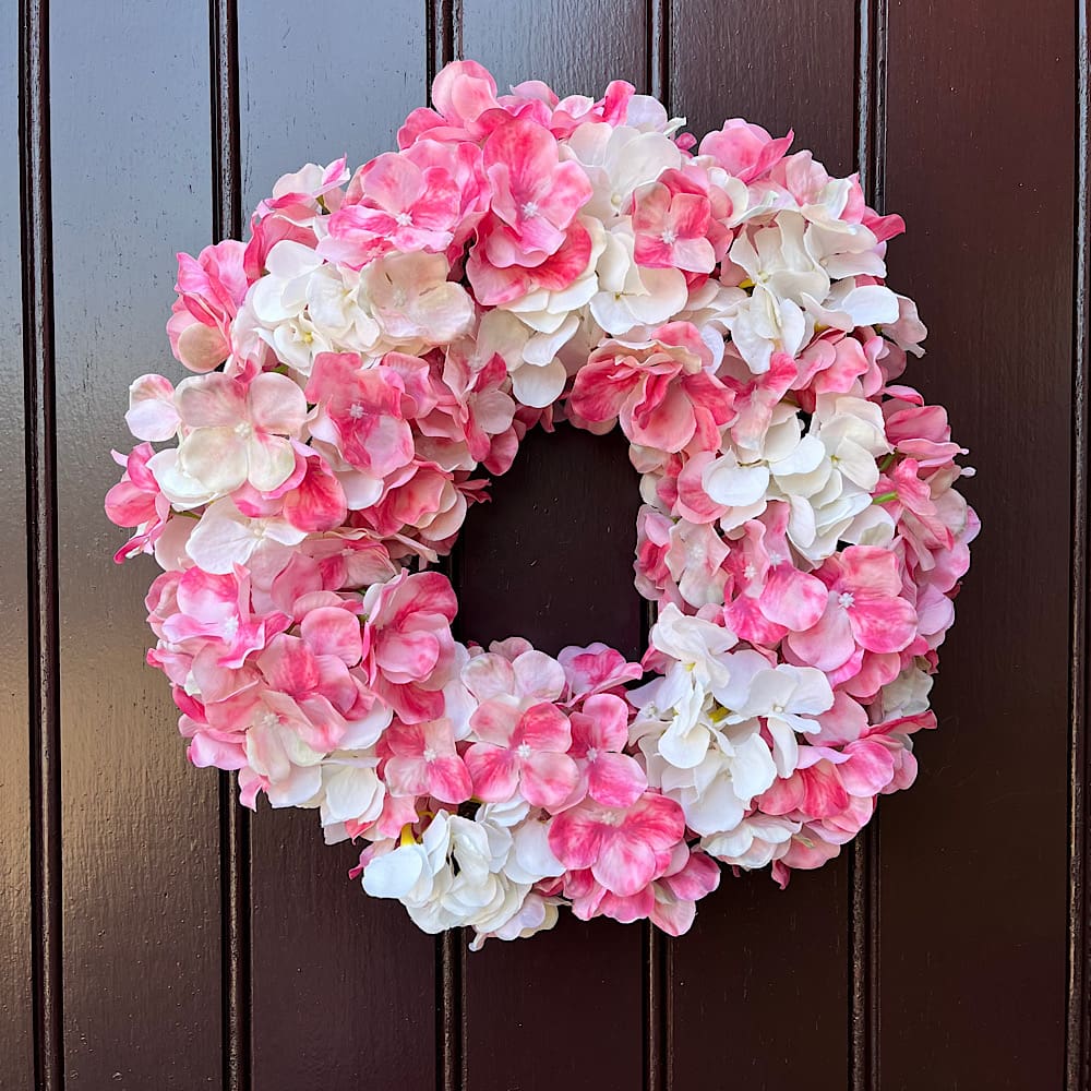 Artificial-Hydrangea-front-door-wreath-pink