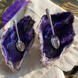 Salt and Pepper shells with spoons finished in stunning purple.