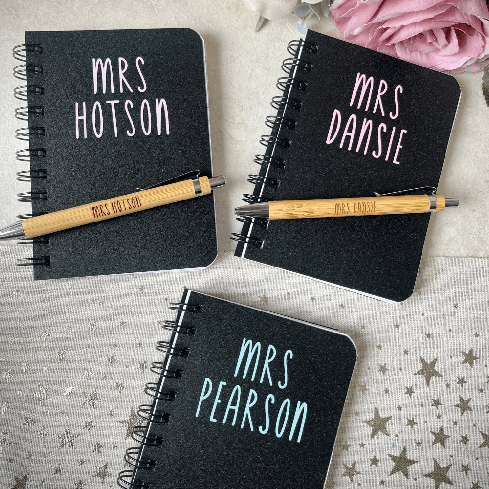 Personalised notebook and pen set for teacher – perfect thank you gift
