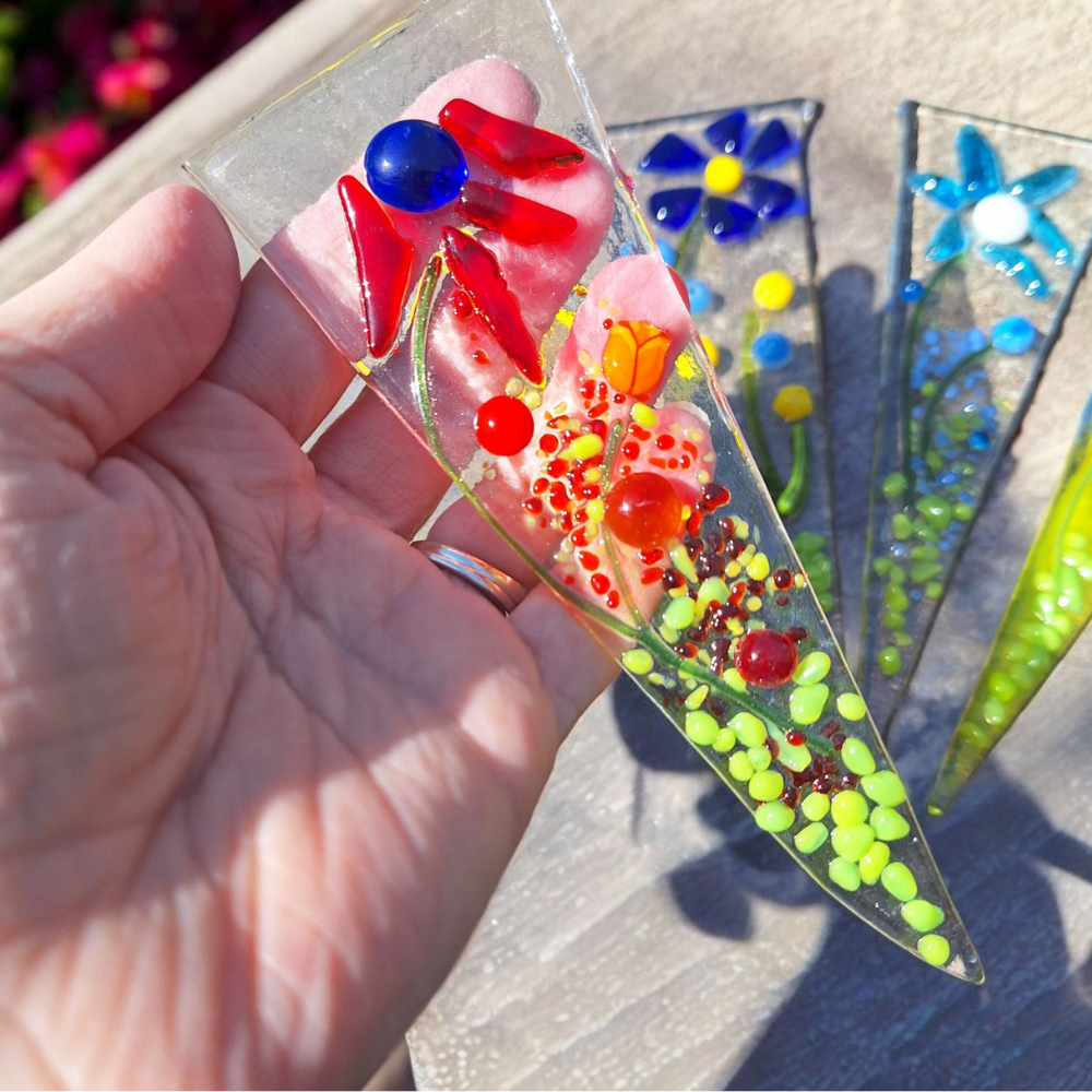 Fused Glass Plant Stake – Garden Gift Idea – Unique Gift for Plant Lover – Handmade Glass Garden Art – Colourful Plant Decoration - Image 2