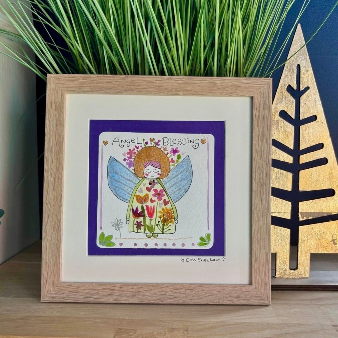 Flower Blessings - watercolour floral angel artwork - angel painting - watercolour - new home gift