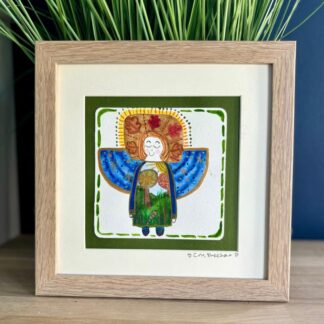 Spirit of the trees angel- original angel artwork- watercolour angel artwork - mounted size 8x8 inch - angel artwork