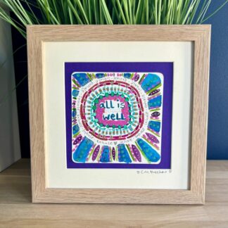 All is well - vibrant mandala abstract watercolour artwork - mounted size 8x8 inch - meditation artwork