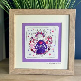 You are loved angel artwork- Christening gift - Baby blessing - watercolour floral angel artwork - mounted size 8x8 inch - angel artwork - nursery