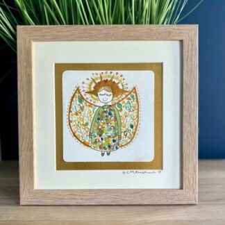 Blessed autumn- beautiful seasonal autumn inspired angel artwork - mounted size 8x8 inch - nursery gift