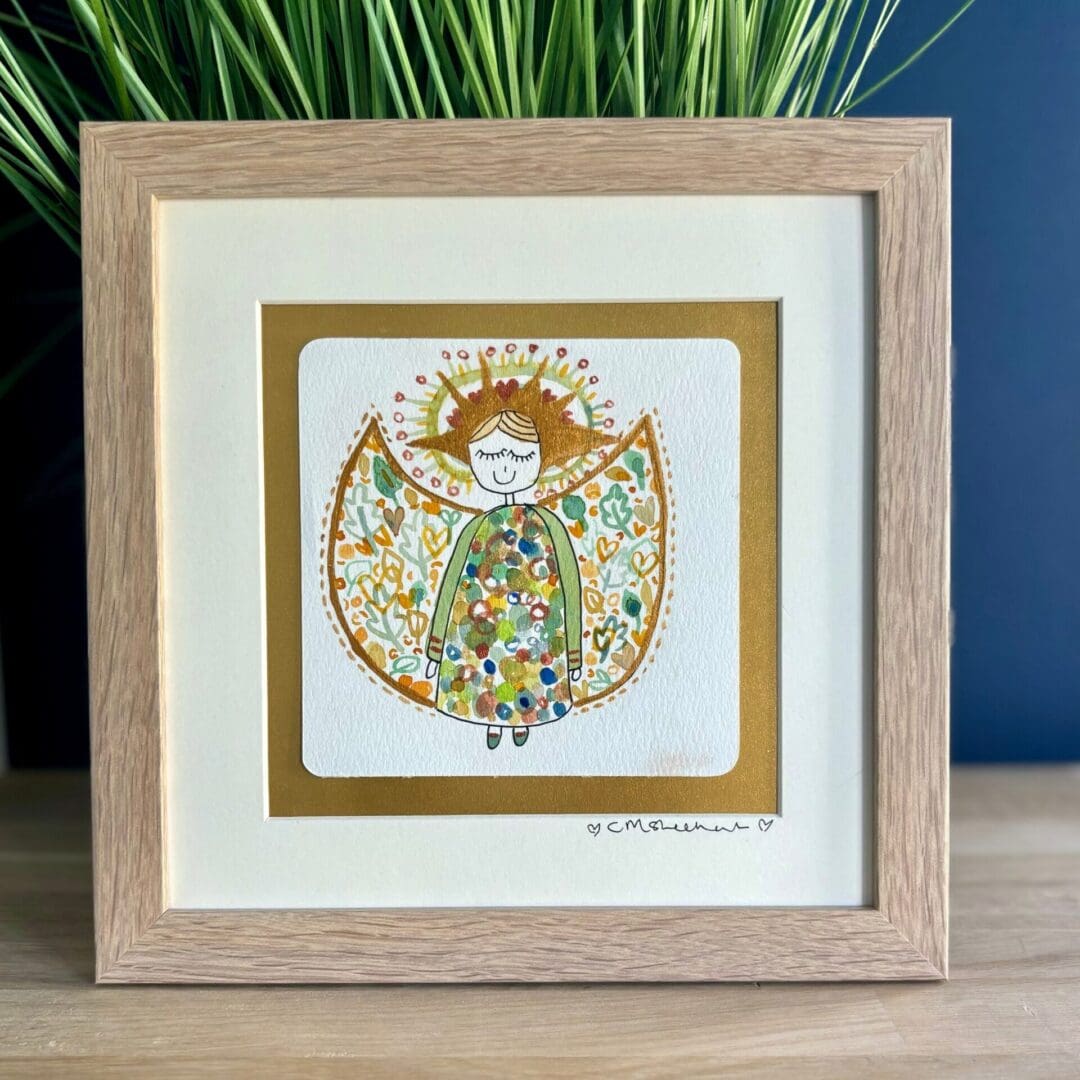 Blessed autumn- beautiful seasonal autumn inspired angel artwork - mounted size 8x8 inch - nursery gift