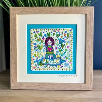 Surrounded by Peace and Love - meditative artwork - 8x8 inches watercolour art unframed