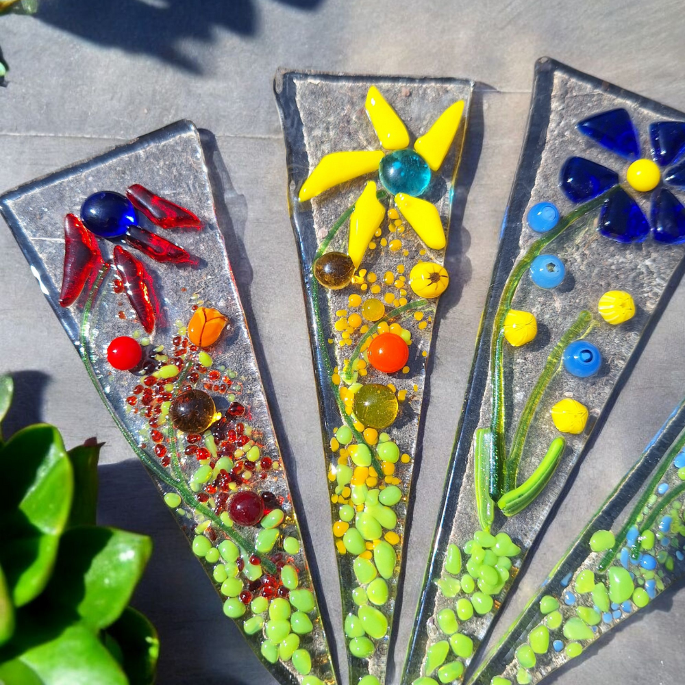 Fused Glass Plant Stake – Garden Gift Idea – Unique Gift for Plant Lover – Handmade Glass Garden Art – Colourful Plant Decoration - Image 4