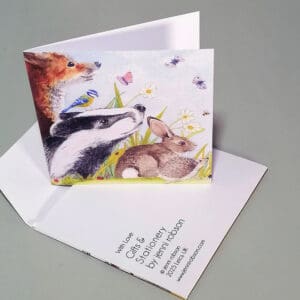 Upgraded handmade gift card service. A keepsake card featuring British wildlife, with a hand written personalised message. The handmade printed envelope featuring bees has a velcro button seal making it reusable and non-damaging