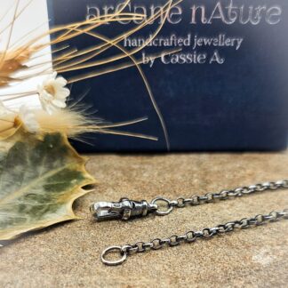 Handmade 2.5mm thick Blackened Antiqued Sterling Silver Belcher Chain with Albert Clasp