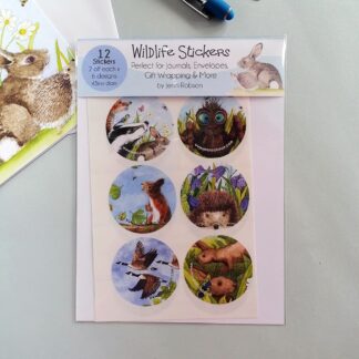 A gorgeous set of twelve colourful self adhesive stickers of British wildlife characters for sealing card envelopes, gift wrap or decorating journals. Matching cards are available too.