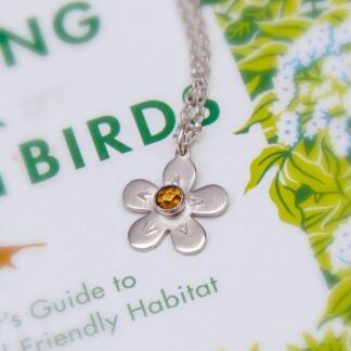 Sterling silver flower pendant with citrine