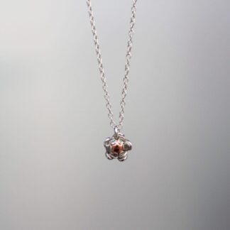 Recycled silver and copper flower pendant necklace