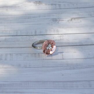 Silver and copper poppy ring