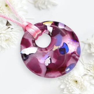 Chunky Dichroic Glass Pendant in Shades of Pink 3