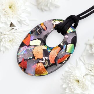 Chunky Gold Orange Dichroic Glass Pendant 1