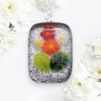 Handmade Dichroic Flower Pendant 2