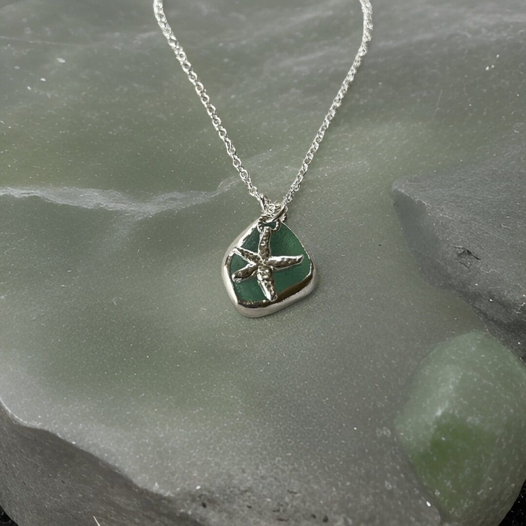 Silver Sea Glass Starfish Necklace - Image 4